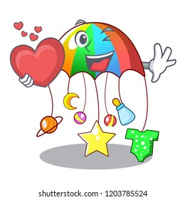 With heart baby sleeping with cartoon hanging toys