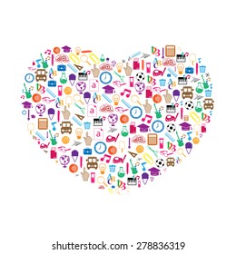 Heart Back to School Seamless children background
