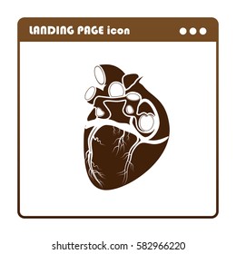 Heart . Back view, icon for the landing page