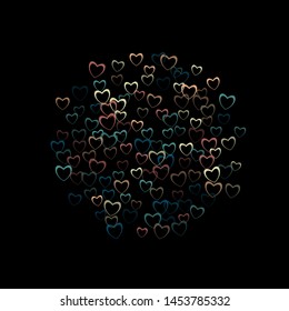 Heart backdrop which consists of isolated elements. Modern style with beautiful elements in heart backdrop. Can be used as print, wallpaper, cards, valentine cards, banner, background and etc.