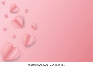 Heart Background. 14 February Banner with Flat Heart. Exploding Like Sign. Vector Template for Mother's Day Card. Empty Vintage Confetti Template. Red Pink St Valentine Day Card with Classical Hearts.