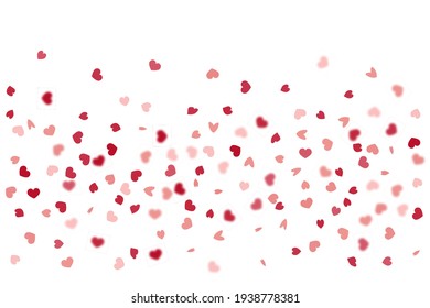 Heart Background. 8 March Banner with Flat Heart. Red Pink St Valentine Day Card with Classical Hearts. Empty Vintage Confetti Template.  Exploding Like Sign. Vector Template for Mother's Day Card.