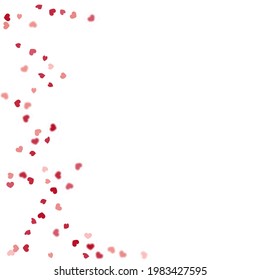 Heart Background. 8 March Banner with Flat Heart. St Valentine Day Card with Classical Hearts. Red Pink Empty Vintage Confetti Template.  Exploding Like Sign. Vector Template for Mother's Day Card.