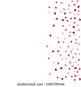 Heart Background. 8 March Banner with Flat Heart. St Valentine Day Card with Classical Hearts. Red Pink Empty Vintage Confetti Template.  Exploding Like Sign. Vector Template for Mother's Day Card.