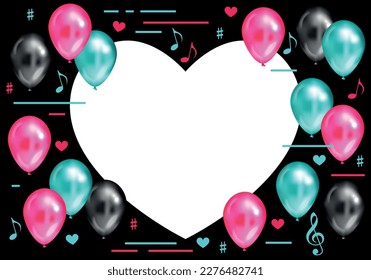 "Heart Background with balloons Vector illustration  service