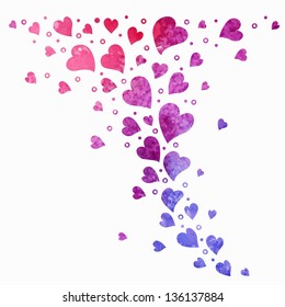 Heart background. Elements for page decoration. Vector watercolor background.