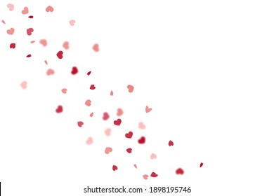 Heart Background. Empty Vintage Confetti Template.  Exploding Like Sign. Vector Template for Mother's Day Card. St Valentine Day Card with Classical Hearts. 8 March Banner with Flat Heart. Red Pink