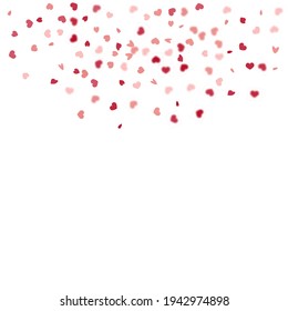 Heart Background. Empty Vintage Confetti Template.  Exploding Like Sign. Vector Template for Mother's Day Card. Red Pink St Valentine Day Card with Classical Hearts. 8 March Banner with Flat Heart.