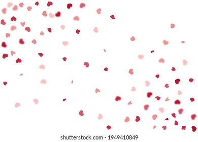 Heart Background. Empty Vintage Confetti Template.  Exploding Like Sign. Vector Template for Mother's Day Card. 8 March Banner with Flat Heart. St Valentine Day Card with Classical Hearts. Red Pink