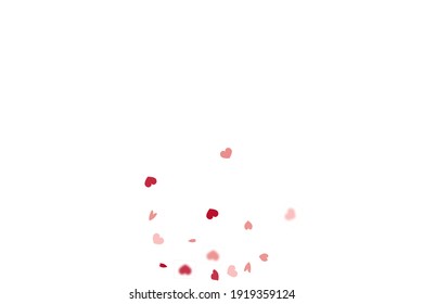 Heart Background.  Exploding Like Sign. Vector Template for Mother's Day Card. 8 March Banner with Flat Heart. St Valentine Day Card with Classical Hearts. Red Pink Empty Vintage Confetti Template.