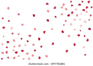 Heart Background.  Exploding Like Sign. Vector Template for Mother's Day Card. St Valentine Day Card with Classical Hearts. Empty Vintage Confetti Template. Red Pink 8 March Banner with Flat Heart.