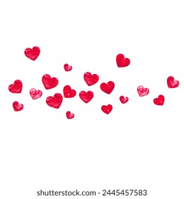 Heart Background. February Design For Mother. Romance Frame. Red Art Backdrop. Abstract Illustration For Engagement. Rose Graphic Sparkle. Pink Heart Background.