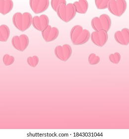 Heart background with light pink paper cut hearts. 
