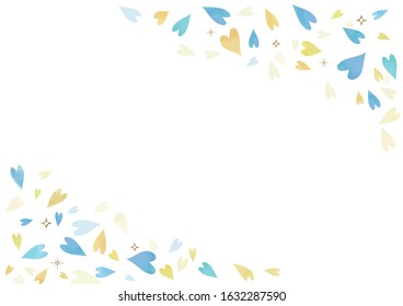 Heart background material. blue. Image of confetti flying diagonally. (Rectangle A4)