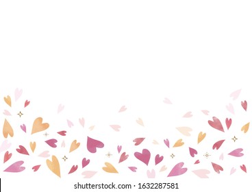 Heart background material. pink. Confetti image. (Rectangle A4)