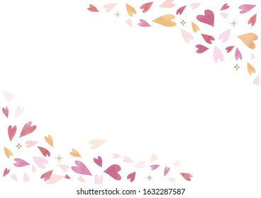 Heart background material. pink. Image of confetti flying diagonally. (Rectangle A4)