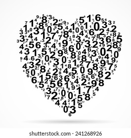 Heart background with numbers illustration