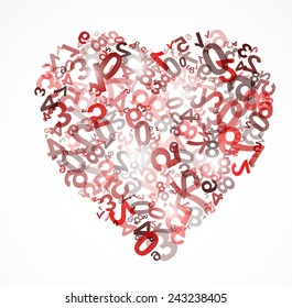 Heart background with numbers illustration