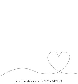 Heart background one line drawing vector illustration