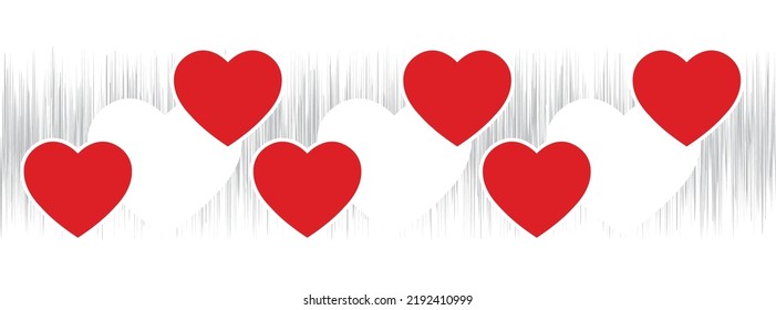 patrones de fondo cardíaco, diseños de fondo de patrones de amor ilustración vectorial, corazones rojos hermosos sin costura. Día de San Valentín. Decoración de tarjetas de San Valentín