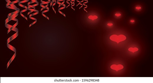 Heart background for postcard and flyer. Black and red style with copy space. Vector stock illustration with copy space