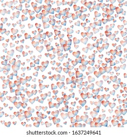 Heart background. Red and blue polygonal hearts in diamond style. Low poly hearts background. Trendy vector illustration.
