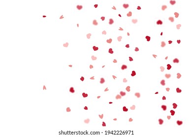 Fondo del corazón. Tarjeta roja rosada del día de San Valentín con corazones clásicos. Plantilla De Confetti Vintage Vacía.  Explosionando como signo. Plantilla de vectores para la tarjeta del día de la madre. Cartel de 8 de marzo con corazón plano.