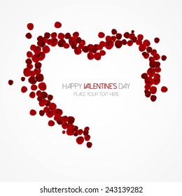 Heart background of red rose petals- Valentine's day greeting card. Vector