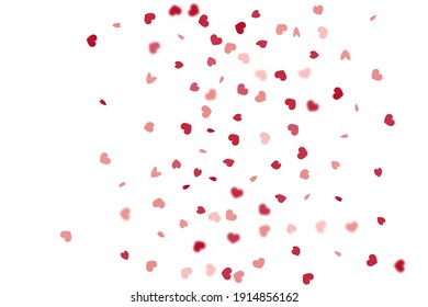 Heart Background. St Valentine Day Card with Classical Hearts. 8 March Banner with Flat Heart. Empty Vintage Confetti Template. Red Pink  Exploding Like Sign. Vector Template for Mother's Day Card.