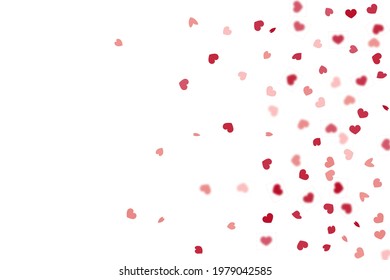 Heart Background. St Valentine Day Card with Classical Hearts. 8 March Banner with Flat Heart.  Exploding Like Sign. Vector Template for Mother's Day Card. Red Pink Empty Vintage Confetti Template.
