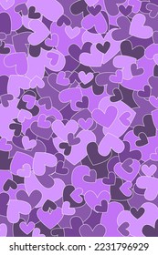Heart Background. St Valentine Day Card. Flat Heart
Violet hearts seamless pattern. Valentines day background. Love romantic theme. Vector abstract texture.