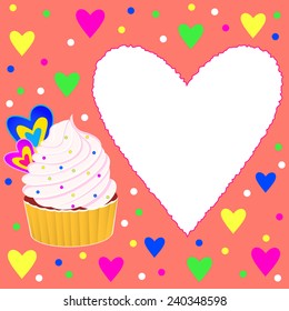 heart background with sweet cake design, vector