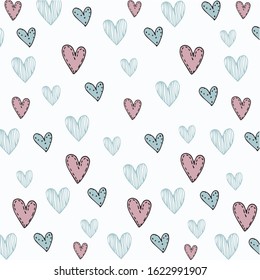 The heart background texture  and hand drawn, Valentines day,love theme.