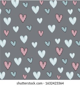 The heart background texture and hand drawn, Valentines day,love theme.
