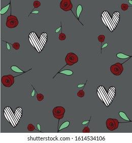 The heart background texture with seamless pattern and hand drawn, Valentines day,love theme.