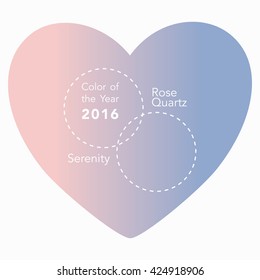 Heart with background in trendy colors of the year Rose quartz and Serenity