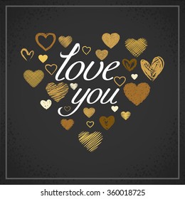 Heart Background with Typography, Greeting card, Valentine's day