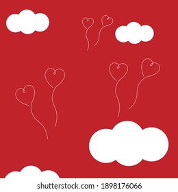 Heart background valentine day design, one line draw vector illustration