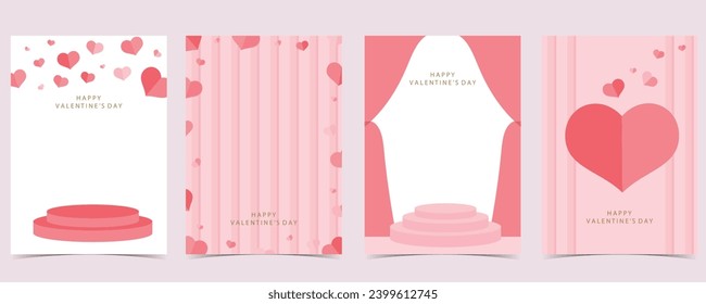 heart background for valentine's day with curtain,room.Editable vector illustration for postcard,banner