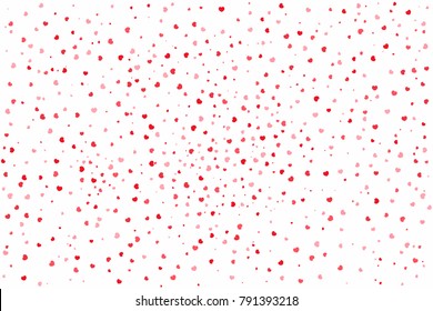 Heart background for Valentine's Day. Red and pink hearts on white background. Romantic pattern for banner, invitation, wrapping. Vector