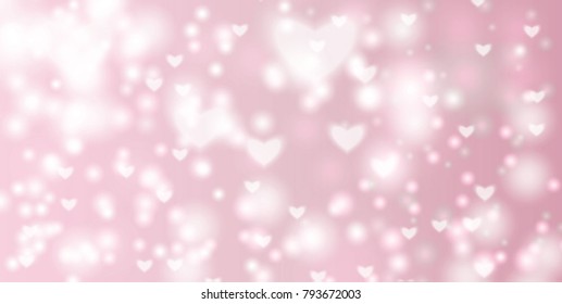 Heart background vector illustration with bokeh effect. Valentine's Day. eps10.