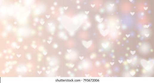 Heart background vector illustration with bokeh effect. Valentine's Day. eps10.