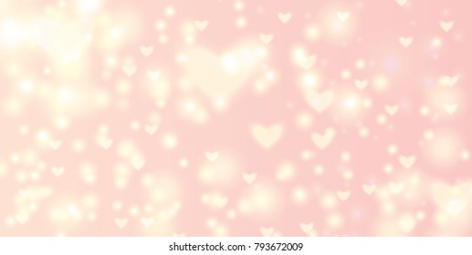 Heart background vector illustration with bokeh effect. Valentine's Day. eps10.