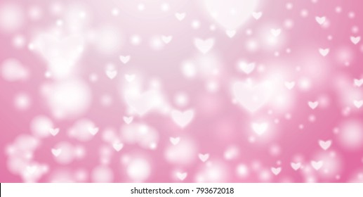 Heart background vector illustration with bokeh effect. Valentine's Day. eps10.