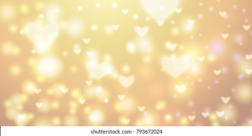 Heart background vector illustration with bokeh effect. Valentine's Day. eps10.