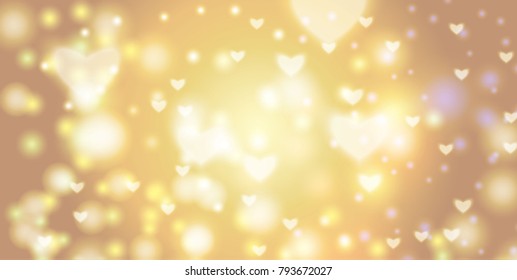 Heart background vector illustration with bokeh effect. Valentine's Day. eps10.