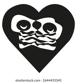 Heart bacon icon. Cute love symbol.