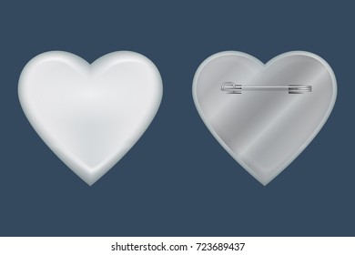 Heart Badge Mockup. Realistic Illustration Of Heart Badge Vector Mockup For Web Design