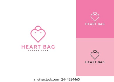 Diseño de Vector de Plantilla de logotipo de icono de bolso de corazón