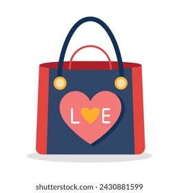 heart with bag with bag Isolated flat vector illustration